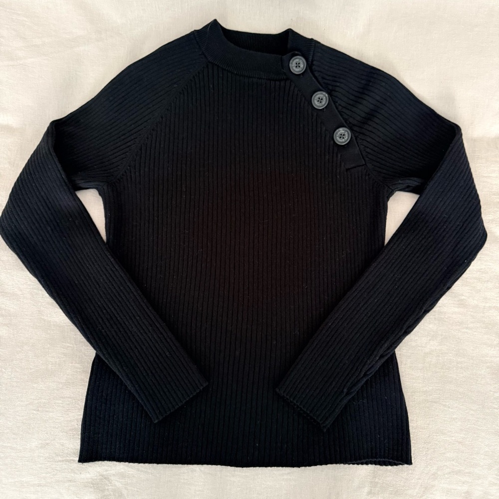 Lauren Ralph Lauren | Ribbed Raglan Sweater | Button Shoulder - Picture 2 of 7